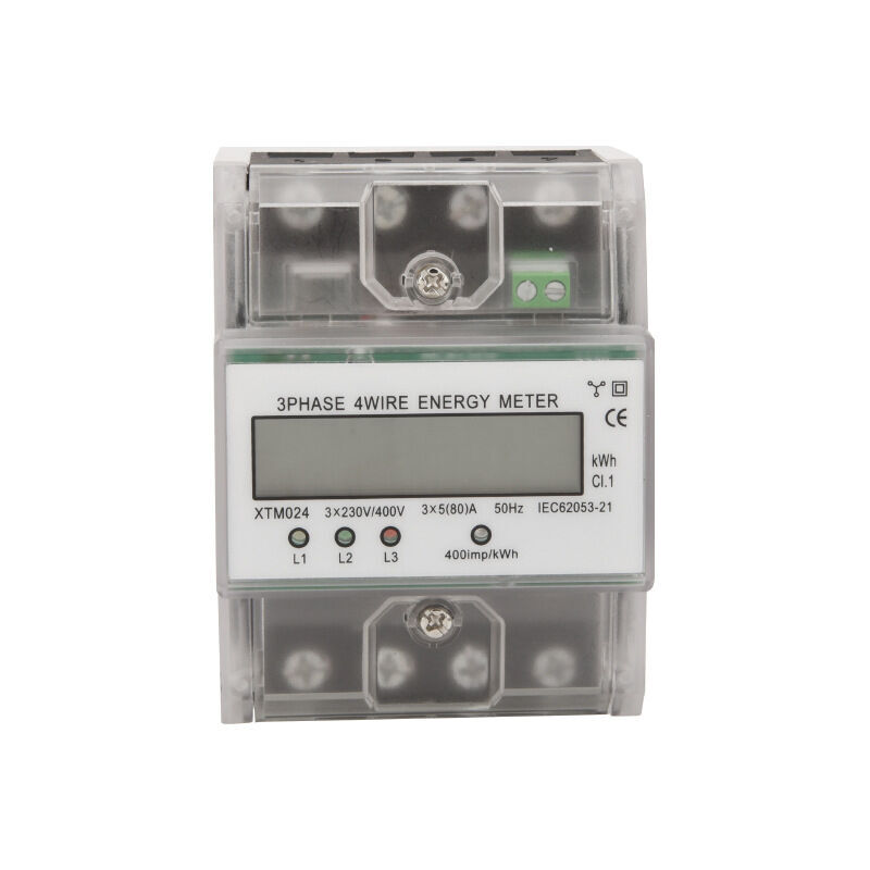 foto del prodotto contatore di energia trifase 4 fili 220 380v 5 80a consumo energia contatore kwh installazione su guida din contatore elettrico digitale con display