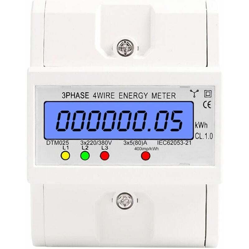 foto del prodotto contatore di energia trifase a 4 fili 220 380v 5 80a consumo energetico kwh contatore installazione su guida din contatore di energia elettrica