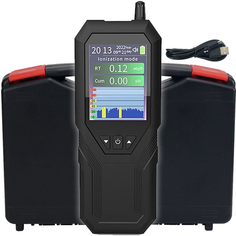 foto del prodotto contatore di radiazioni geiger rilevatore di radiazioni nucleari portatile portatile beta gamma ray monitor di radiazioni ricaricabile con display