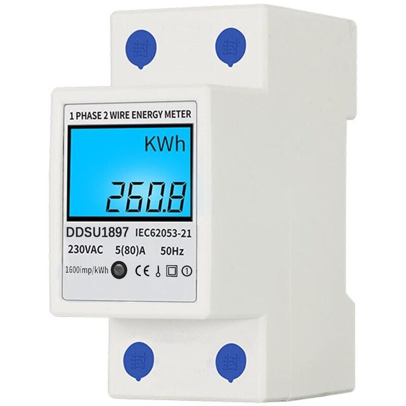 foto del prodotto contatore elettrico digitale monofase su guida din multifunzione, 2 fili