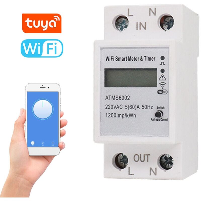 foto del prodotto contatore elettrico intelligente tuya wifi timer, controllo app, lettura automatica, nessuna lettura manuale richiesta