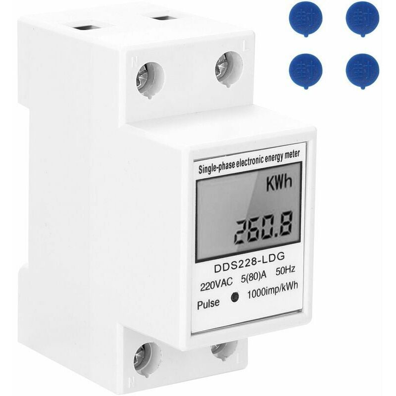 foto del prodotto contatore elettrico monofase 220v 50hz con display lcd montaggio su guida din da 35 mm msbd