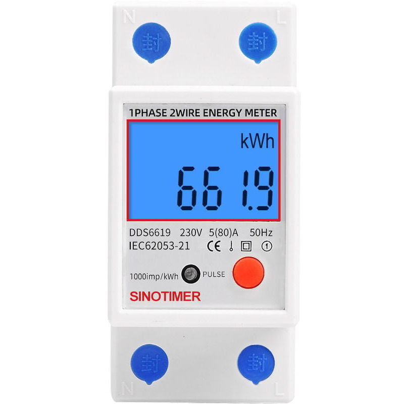 foto del prodotto contatore elettrico monofase modulare, max 80 a, tariffa unica, display lcd. xvx