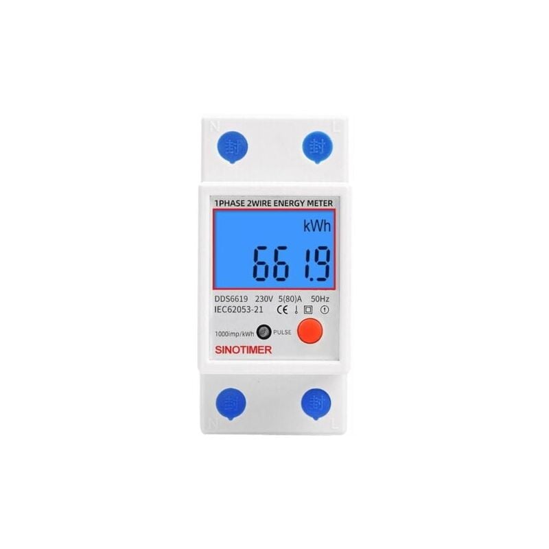 foto del prodotto contatore elettrico secondario monofase, 80a max modulare, tariffa unica, display lcd.
