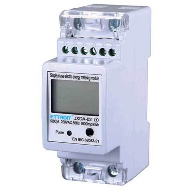 foto del prodotto contatore energia elettrica monofase su guida din per uso domestico 1 modulo ac 220v 5(80)a - ettroit