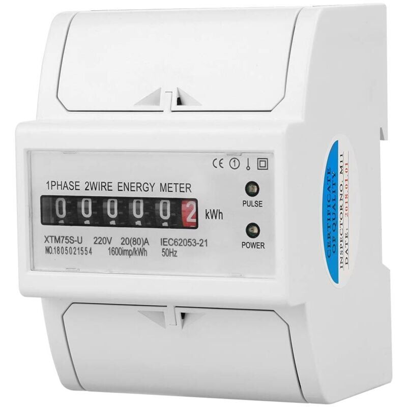 foto del prodotto contatore kwh, contatore elettrico elettronico a 2 fili, contatore elettrico monofase, contatore elettrico su guida din, per la casa 20 80 a 