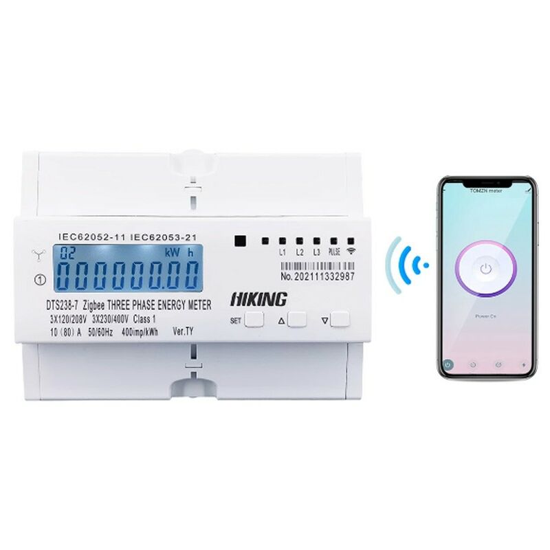 foto del prodotto contatore trifase con misurazione di energia elettrica smart wifi 60a tuya