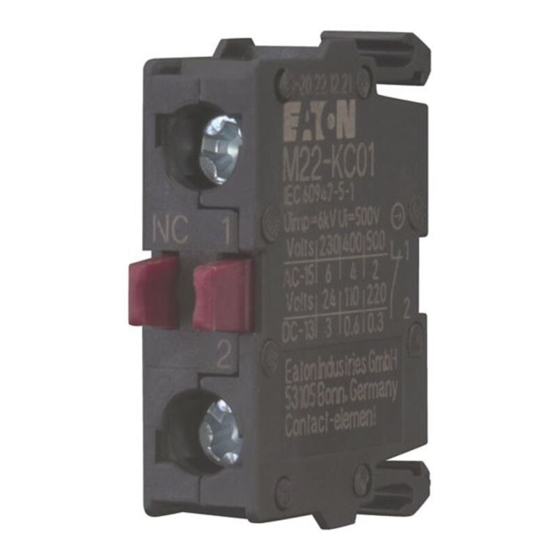 foto del prodotto contatto ausiliario eaton m22 kc01 nc a vite fissaggio di base 216382
