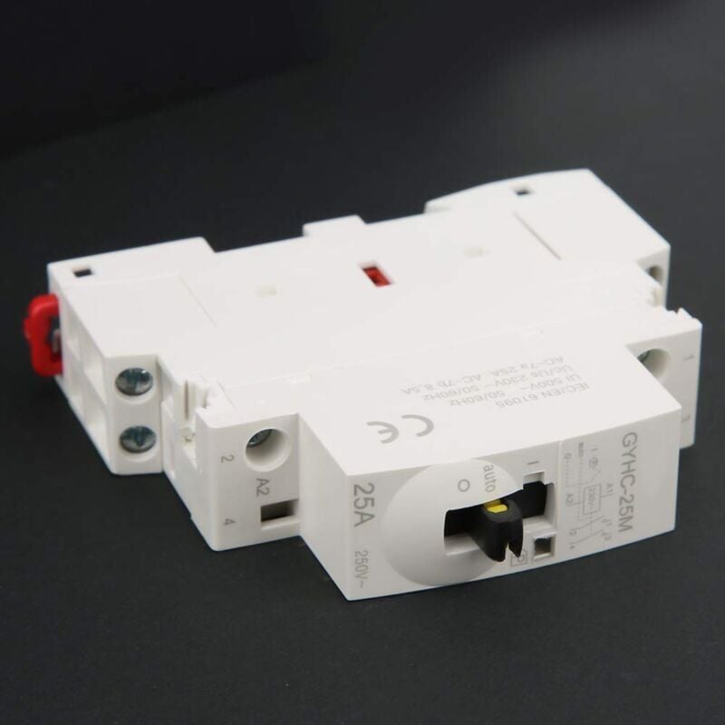 foto del prodotto contattore ca, contattore per guida din silenzioso 25 a, interruttore domestico contactorrail a 4 posizioni, contattore ca con interruttore di