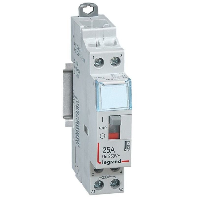 foto del prodotto contattore con bobina 230 v 2p 250 v 25 a 2 na 1 modulo. legrand 412544