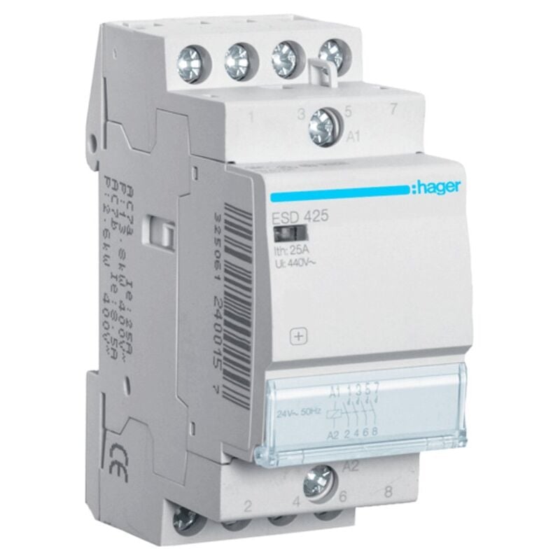 foto del prodotto contattore hager 25a 4na 24vac eco 2 modulo esd425