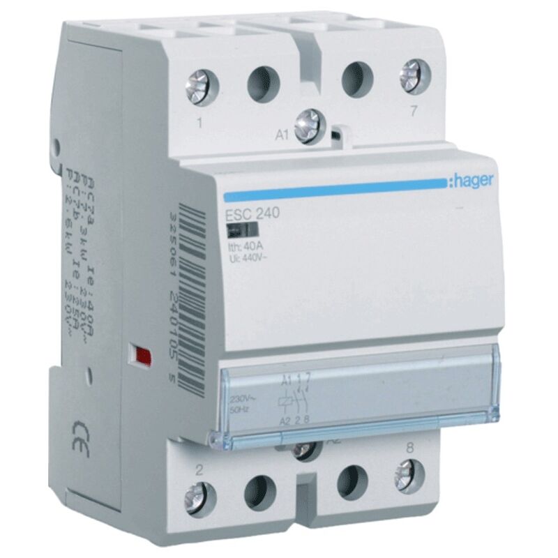 foto del prodotto contattore hager 40a 2na 230vac std 3 moduli esc240
