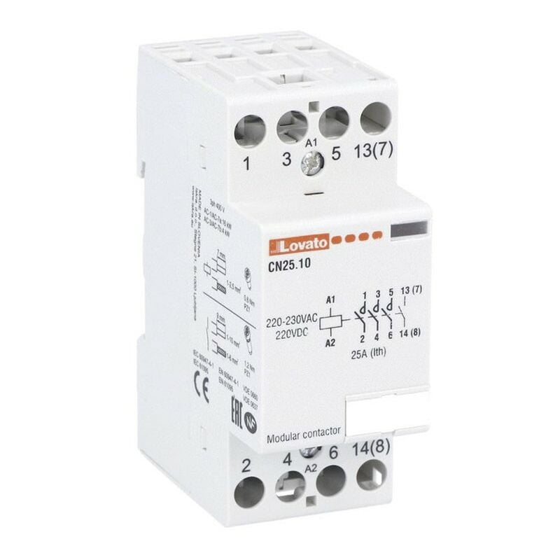 foto del prodotto contattore modulare lovato 25a ac1 4na 230vac 2 moduli cn2510220