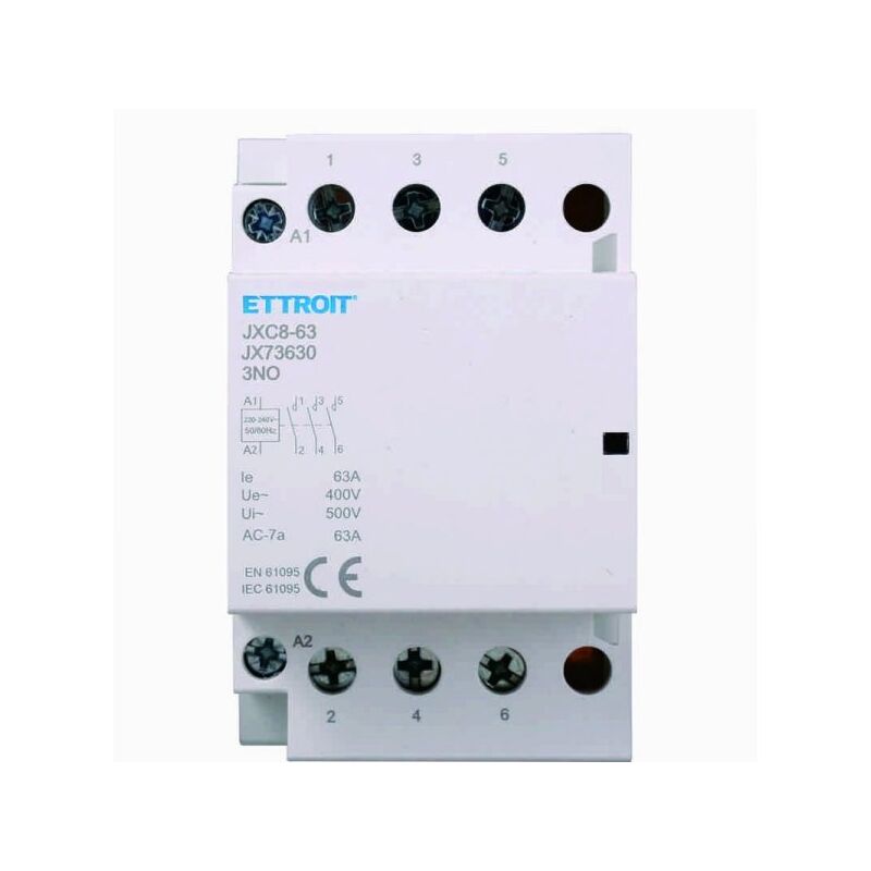 foto del prodotto contattore modulare su barra din 3p 63a 400v 3 contatti aperti no tipo 30 ettroit