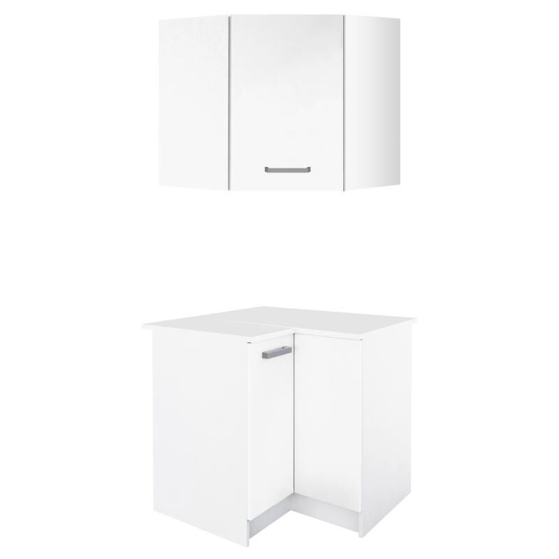 foto del prodotto contenitore ad angolo per la cucina 1 mobile basso e 1 mobile alto 2 ante bianco trattoria