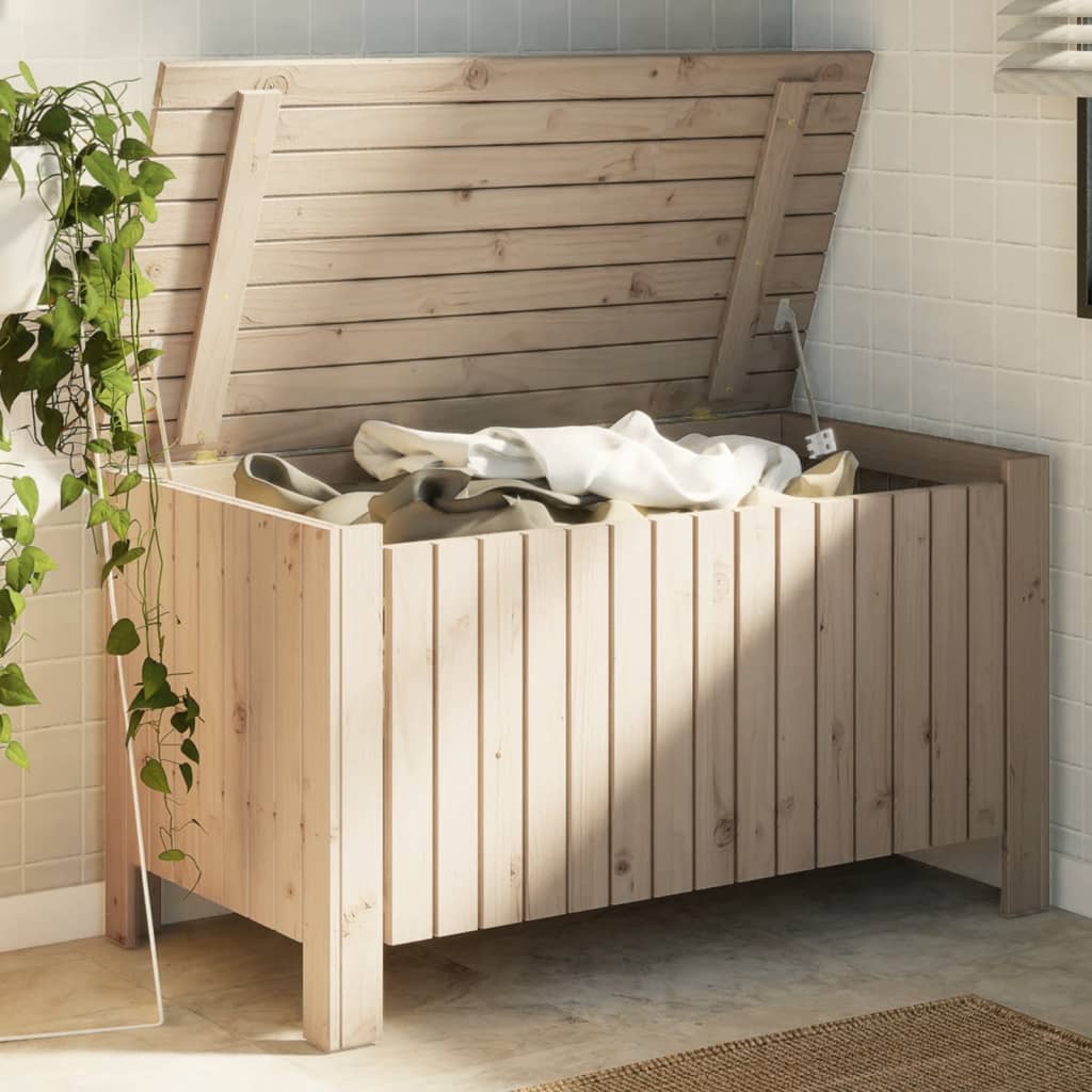 foto del prodotto contenitore con coperchio rana 100x49x54 cm legno massello pino