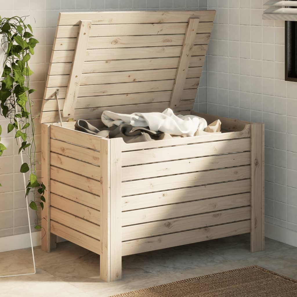 foto del prodotto contenitore con coperchio rana 80x49x54 cm legno massello pino