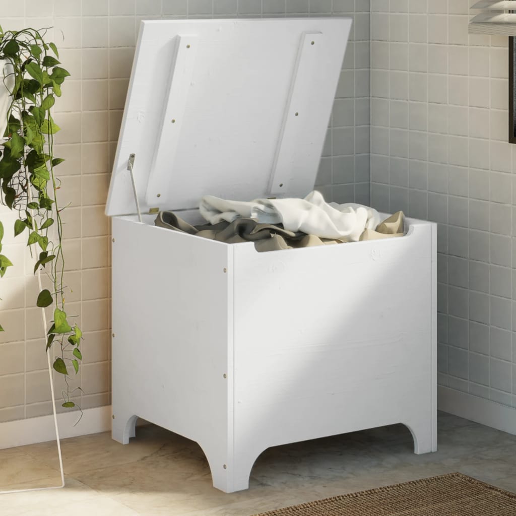 foto del prodotto contenitore con coperchio rana bianco 60x49x54 cm massello pino