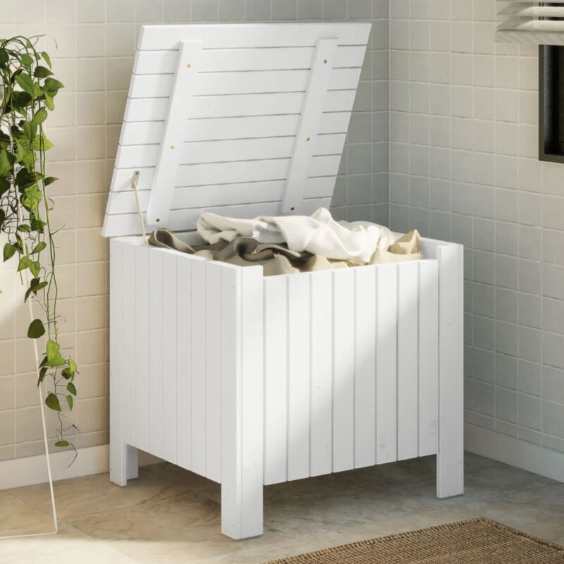 foto del prodotto contenitore con coperchio rana bianco 60x49x54 cm massello pino vidaxl