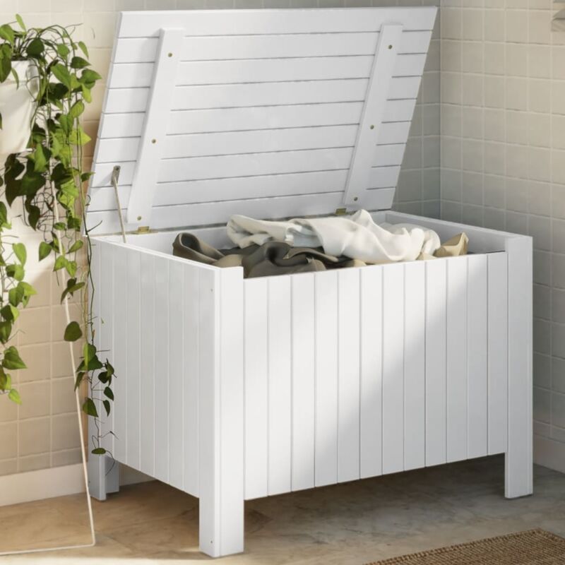foto del prodotto contenitore con coperchio rana bianco 80x49x54 cm massello pino vidaxl
