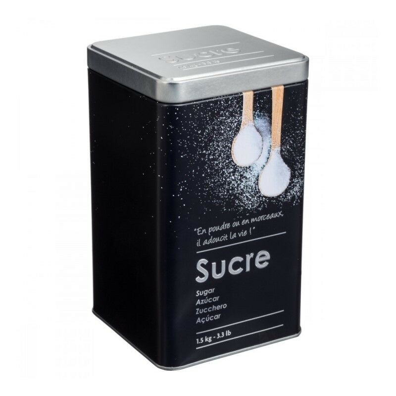 foto del prodotto contenitore da cucina per zucchero in ferro nero 1,5kg 10,8x10,8x h18,4 cm