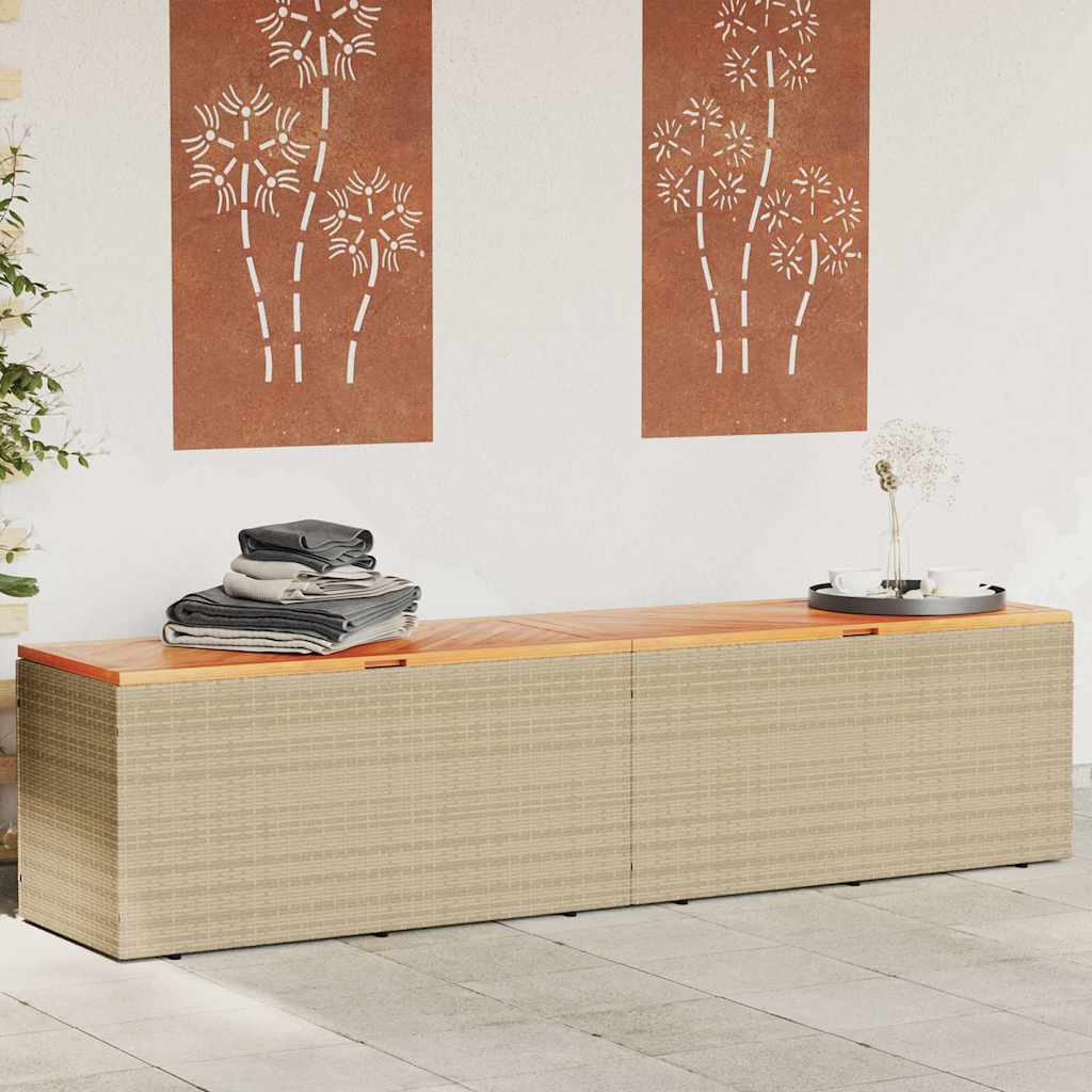 foto del prodotto contenitore da giardino beige 220x50x54 cm polyrattan e acacia