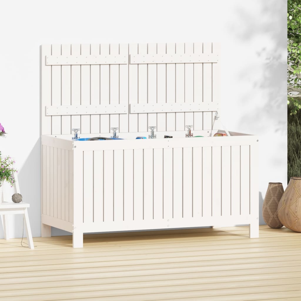 foto del prodotto contenitore da giardino bianco 121x55x64 cm legno massello pino cod mxl 70795