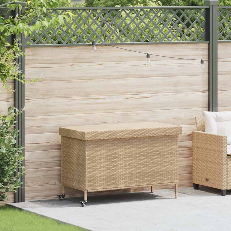 foto del prodotto contenitore da giardino con ruote beige misto polyrattan vidaxl