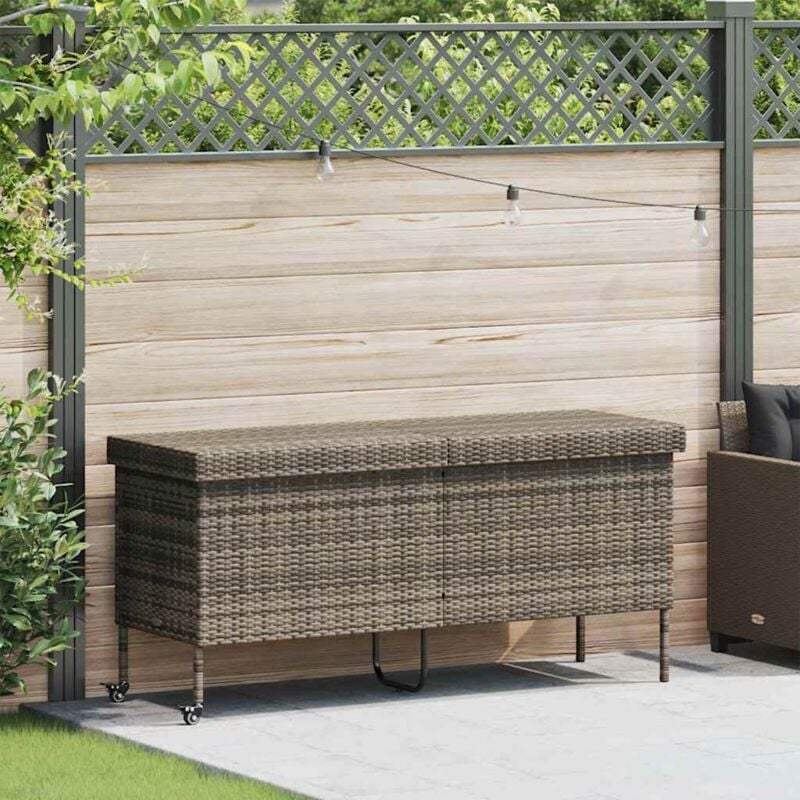 foto del prodotto contenitore da giardino con ruote grigio 160x55x75cm polyrattan vidaxl