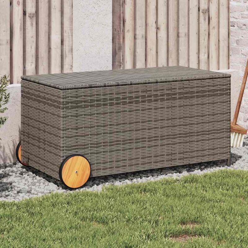 foto del prodotto contenitore da giardino con ruote grigio 190l in polyrattan vidaxl