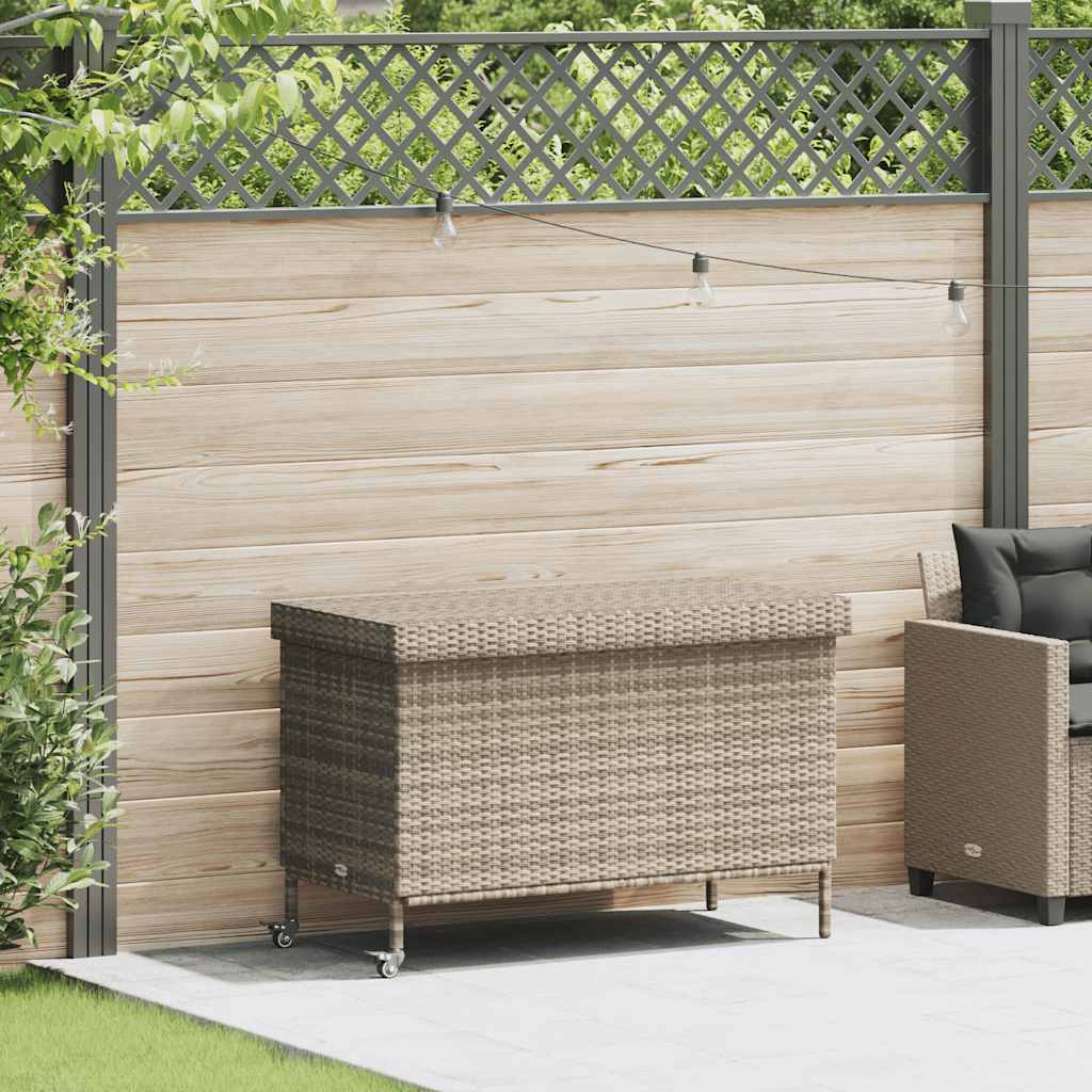foto del prodotto contenitore da giardino con ruote grigio chiaro polyrattan