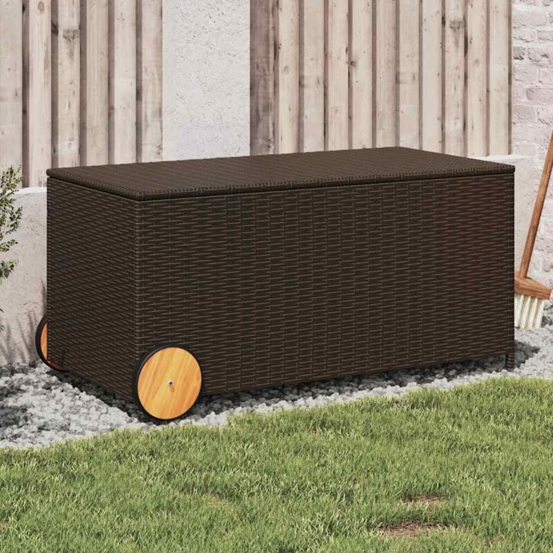 foto del prodotto contenitore da giardino con ruote marrone 190l in polyrattan vidaxl