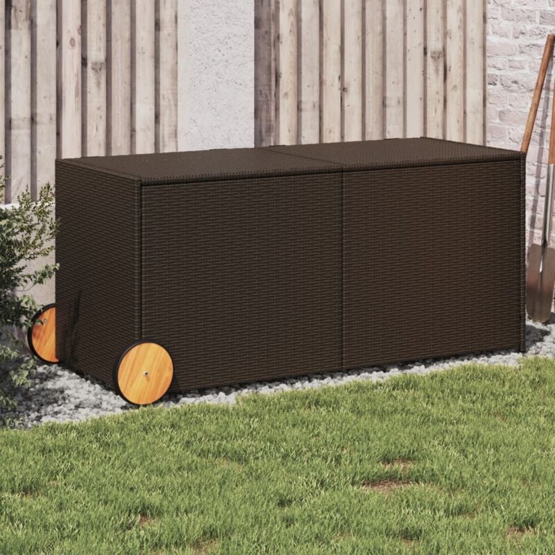 foto del prodotto contenitore da giardino con ruote marrone 283l in polyrattan vidaxl