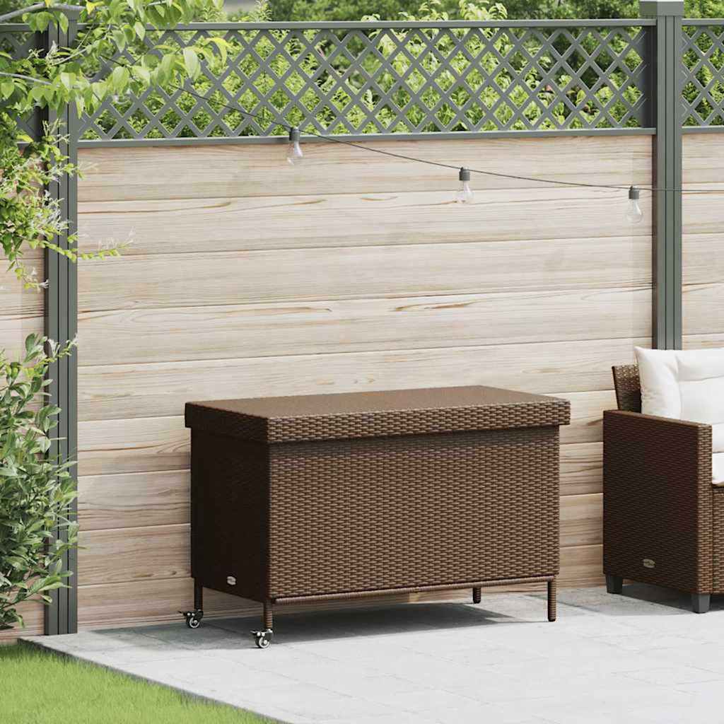 foto del prodotto contenitore da giardino con ruote marrone polyrattan
