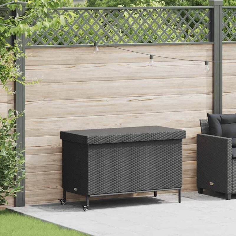 foto del prodotto contenitore da giardino con ruote nero 110x55x73 cm polyrattan vidaxl