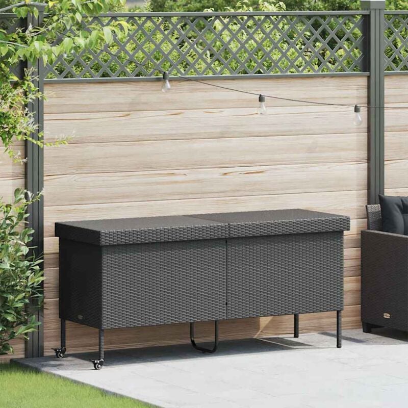 foto del prodotto contenitore da giardino con ruote nero 160x55x75 cm polyrattan vidaxl