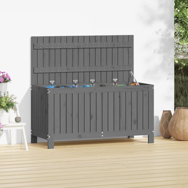 foto del prodotto contenitore da giardino grigio 115x49x60 cm legno massello pino vidaxl