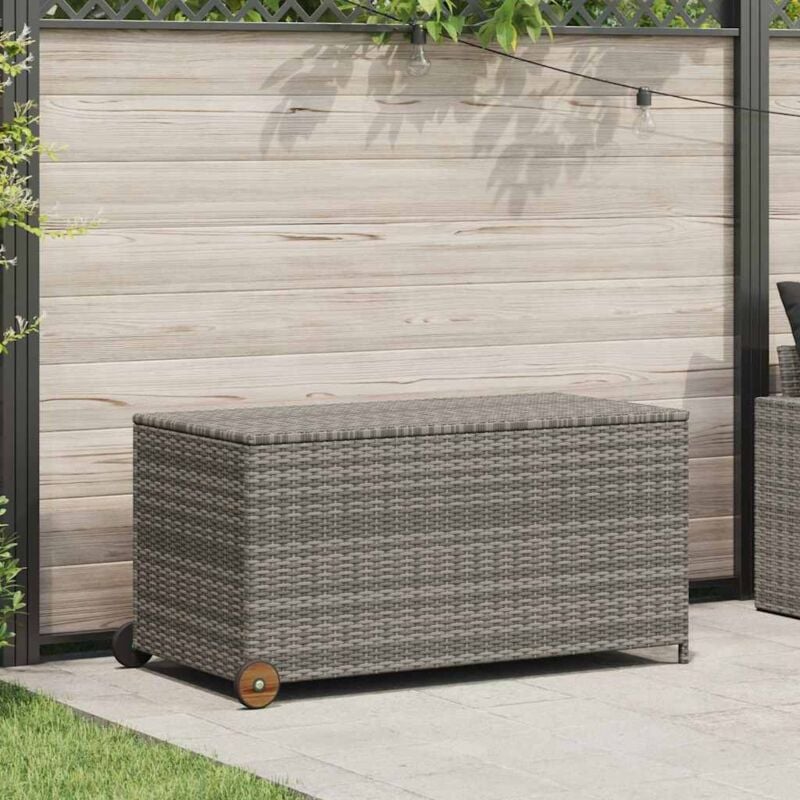 foto del prodotto contenitore da giardino grigio chiaro 120x65x61 cm polyrattan