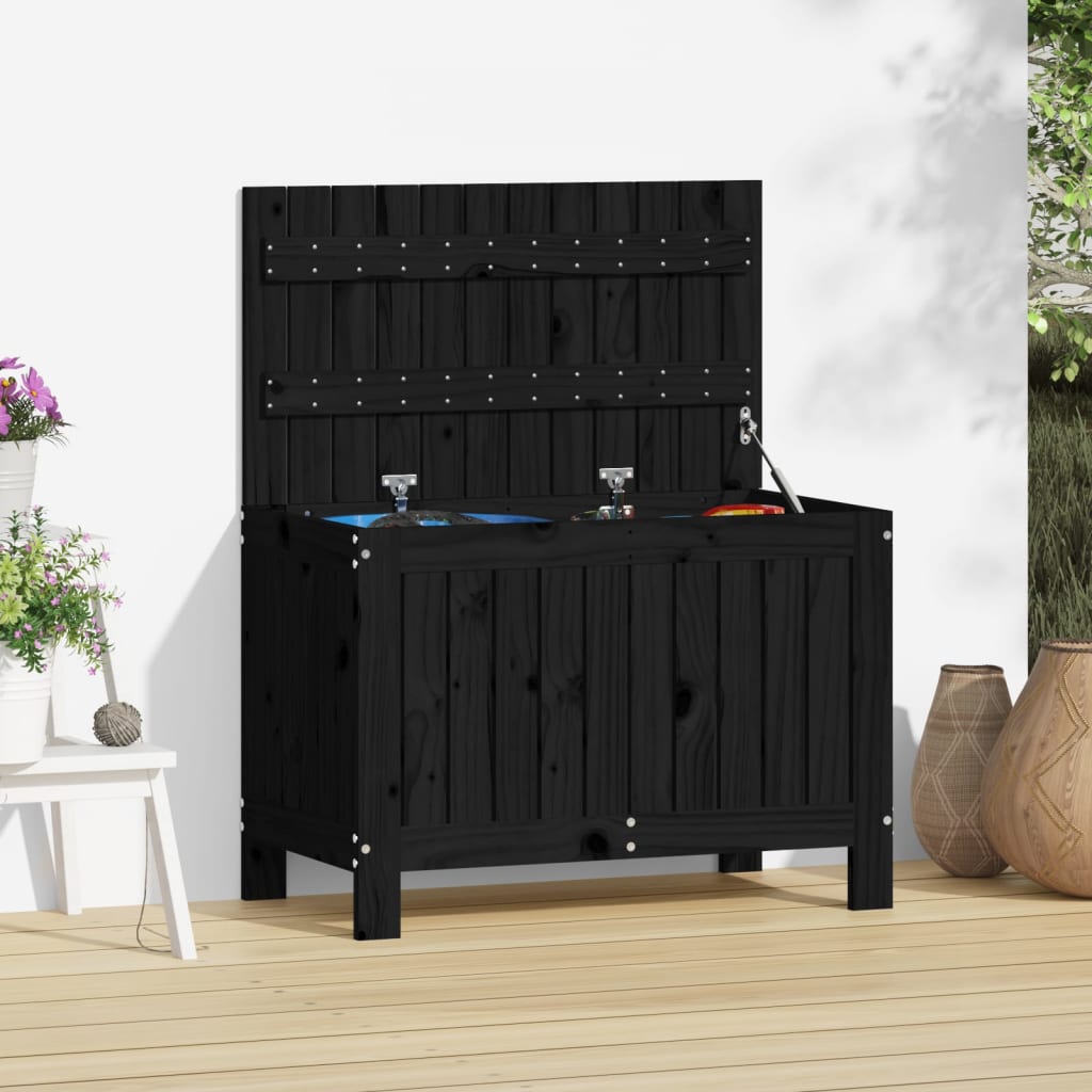 foto del prodotto contenitore da giardino nero 76x42,5x54 cm legno massello pinocod mxl 97243
