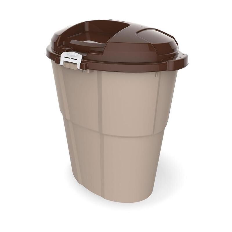 foto del prodotto contenitore dado pet in plastica 60 lt porta crocchette secche per animali beige con coperchio 54 x 39 x 67 cm bama