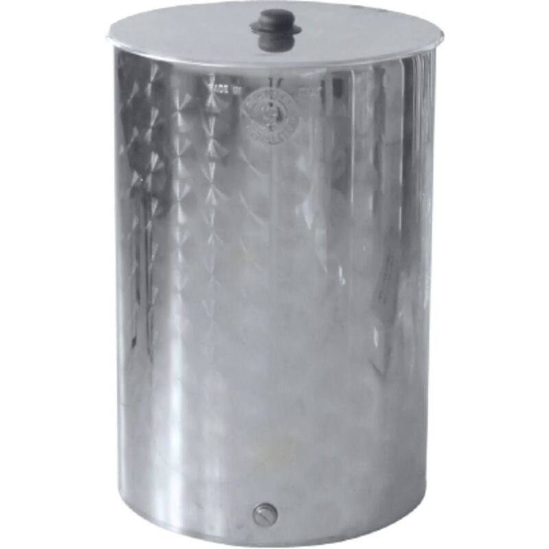 foto del prodotto contenitore enologico a fondo piano inox 18/10 saldato - lt.1000 ø mm.1020x1260h. bocc.f1 fiorettato