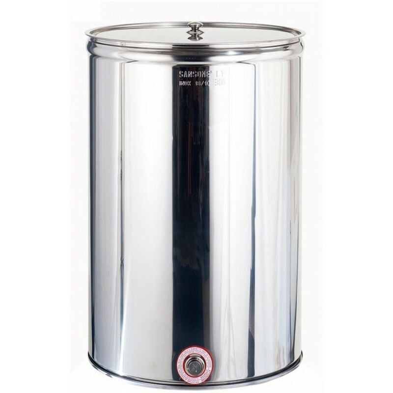foto del prodotto contenitore enologico inox liscio aggraffato con coperchio lt.150