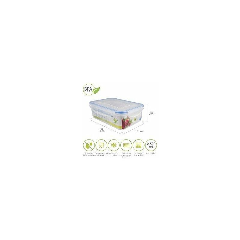 foto del prodotto contenitore ermetico rettangolare in plastica 2.500 ml. 25x18x8,5 h cm.