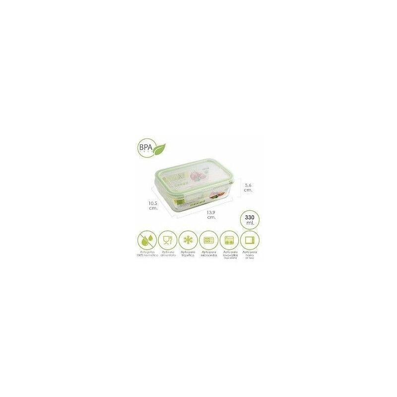 foto del prodotto contenitore ermetico rettangolare in vetro 330 ml. 13,9 x 10,5 x 5,6 altezza cm.