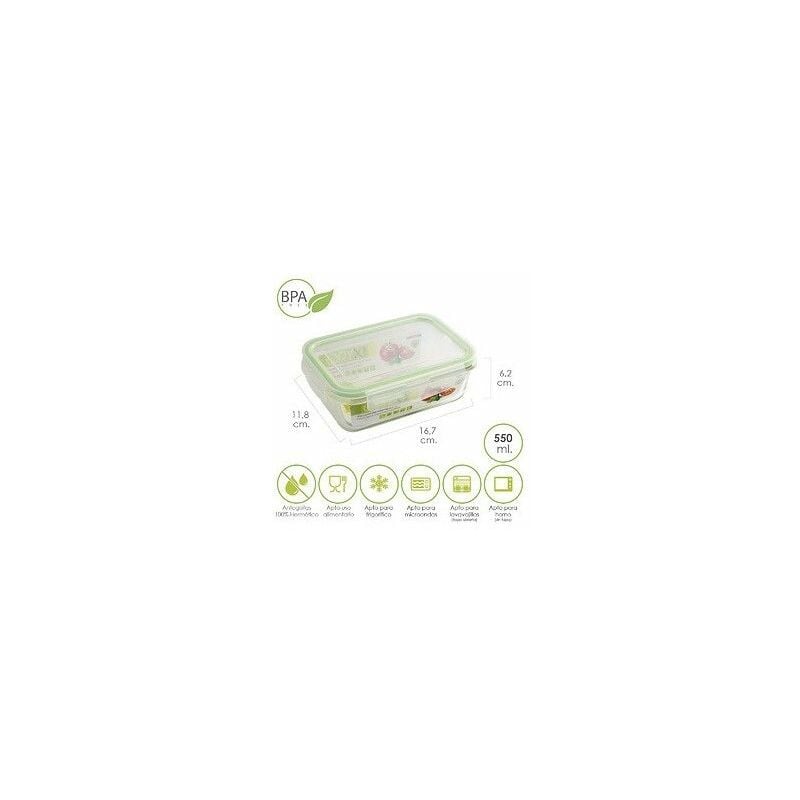 foto del prodotto contenitore ermetico rettangolare in vetro 550 ml. 16,7 x 11,8 x 6,2 altezza cm.