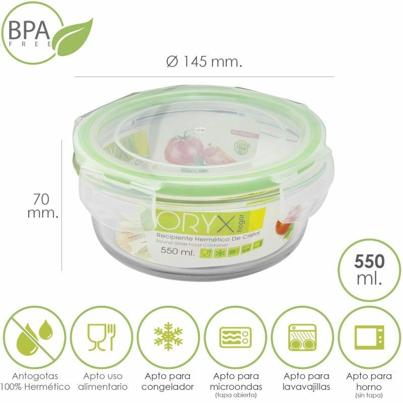 foto del prodotto contenitore ermetico tondo in vetro 550 ml. 145x7 h cm.