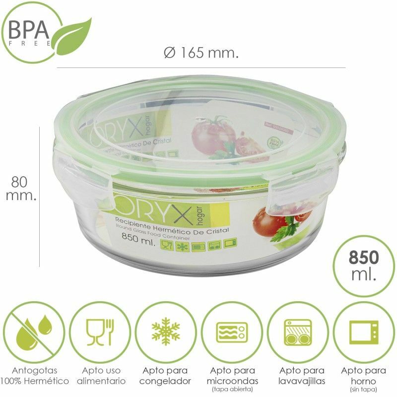 foto del prodotto contenitore ermetico tondo in vetro 850 ml. 165x8 h cm.