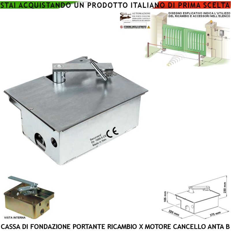 foto del prodotto contenitore fondazione per motore interrato under pu sostenere anta del cancello di 5 quintali in acciaio zincato ambidestra completa di staffe fine