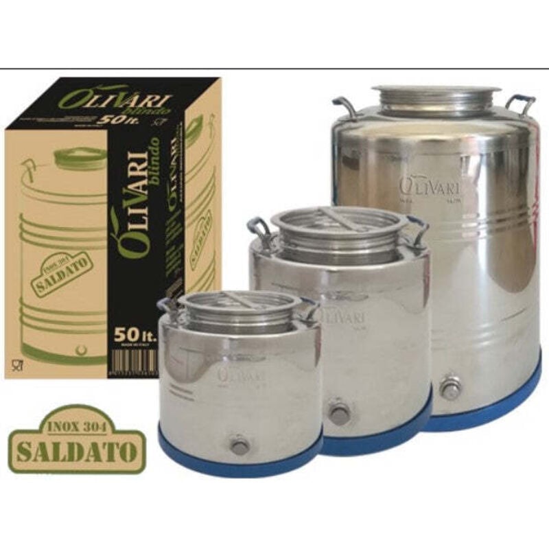 foto del prodotto contenitore fusto bidone in acciaio inox 15 litri per olio olivari blindo