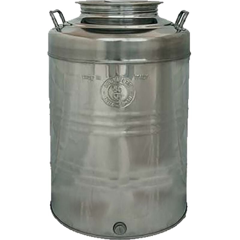 foto del prodotto contenitore fusto botte per olio belvivere da 100 lt in acciaio inox 18 10 predisposizione rubinetto attacco 1 2' vino birra acciaio inox lt. 100